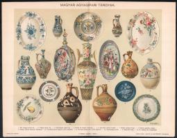 cca 1896 Magyar agyagipari tárgyak, Magyar festett fabútor, mind a kettő litográfia, Bp., Posner-ny....