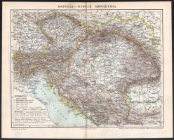 cca 1900 Nagy-Magyarország hegy- és vízrajzi térképe, Pallas Nagy Lexikona, Posner Károly Lajos és F...