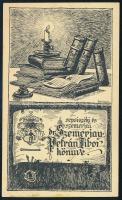 Bakos jelzéssel: Sepsiszéki és szemerjai Szemerjay-Petrán Tibor (ex libris). Klisé, papír, jelzett a klisén. 11x6 cm