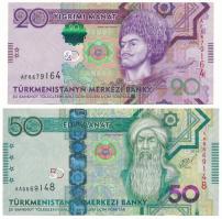 Türkmenisztán 2012. 20M + 2014. 50M T:F szép papír Turkmenistan 2012. 20 Manat + 2014. 50 Manat C:F fine paper Krause P#32, P#33