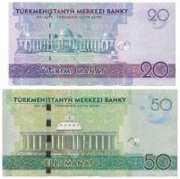 Türkmenisztán 2012. 20M + 2014. 50M T:F szép papír
Turkmenistan 2012. 20 Manat + 2014. 50 Manat C:F...