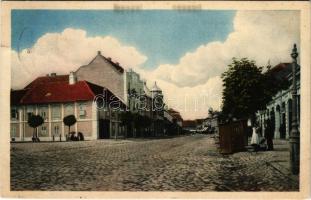 Pancsova, Pancevo; Rákóczi utca, piac. Nádor Gyula kiadása / street view, market (fl)