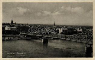 1941 Újvidék, Novi Sad; Panorama / látkép, híd / general view, bridge