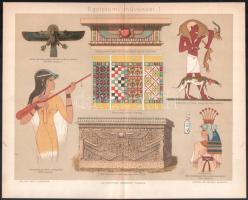 cca 1900 'Ausztráliai népfajok' és 'Egyiptomi művészet I.', litográfiák, Pallas ...