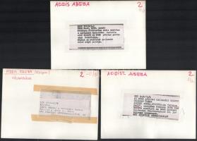 cca 1975-1982 Addisz-Abeba, Etiópia, 5 db sajtófotó, MTI Külföldi Képszolgálat, a hátoldalon felirat...