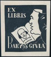 Bartos László (1902-1943): Ex libris Bartos Gyula. Klisé, papír, jelzés nélkül. 8,5x7,5 cm