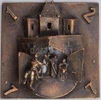 Kótai József (1940-): IV. László Sopron kapujában. 2003, patinázott bronz, egyedi munka, 8x8 cm /// Proveniencia: az alkotó validálta.