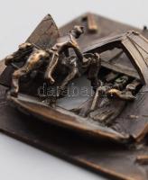 Kótai József (1940-): IV. László Sopron kapujában. 2003, patinázott bronz, egyedi munka, 8x8 cm /// ...