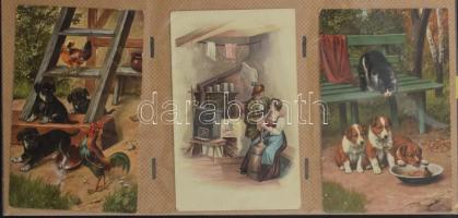 168 db RÉGI képeslap albumban vegyes minőségben: főleg hölgy motívum néhány várossal / 168 pre-1945 ...