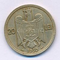Románia 1930. 20L Ni-sárgaréz "II. Károly" T:AU patina
Romania 1930. 20 Lei Ni-Brass &quo...