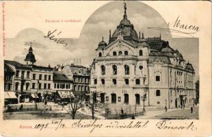 1905 Kassa, Kosice; Fő utca, színház. Egy- és kétkoronás áruház kiadása / main street, theatre