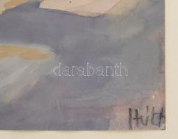 Húth István (?-1984): Szentendrei részlet. Akvarell, papír, jelzett. Dekoratív fakeretben. 46x35 cm