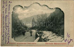 1901 Krácsfalva, Cracesti, Mara; Üdvözlet Máramarosból. A történelmi nevezetességű Tatár-szoros. Mayer és Berger kiadása / Cheile Tatarului / mountain pass, road (EK)