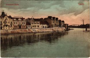 1912 Lugos, Lugoj; Temes-parti részlet, Julius Ilka üzlete, híd. Nagel Sándor kiadása / Timis riverside, shop, bridge (EK)