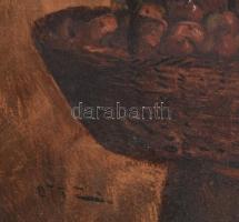 Ott Zoltán (1881-?): Lány gyümölcskosárral. Olaj, karton. Jelezve balra lent. 35x25 cm. Dekoratív, k...