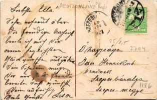 1911 Pozsony, Pressburg, Bratislava; vár, "DEUTSCHLAND" gőzhajó / castle, steamship (fl)