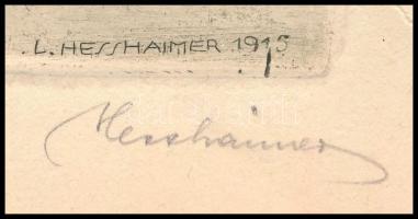 Ludwig Hesshaimer (1872-1956): An der Nida (I. világháborús grafika). Rézkarc, papír, jelzett, hajtá...