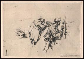 Ludwig Hesshaimer (1872-1956): An der Nida (I. világháborús grafika). Rézkarc, papír, jelzett, hajtá...