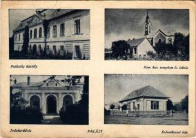 1942 Palást, Plástovce; Palásthy kastély, Római katolikus templom és iskola, Ivánka kúria, Szövetkezeti ház és üzlet / castle, Catholic church and school, castle, cooperative shop (Rb)