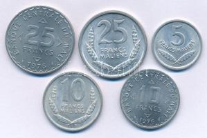 Mali 1961-1976. 5Fr Al - 25Fr Al (5xklf) T:AU-VF Mali 1961-1976. 5 Francs Al - 25 Francs Al (5xdiff) C:AU-VF