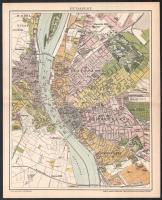 cca 1900 'Budapest', 'Győr' és 'Sopron' városok térképei, 3 db, Pallas Nagy Lexikona, Bp., Posner-ny, az egyik a hajtás mentén szakadt, 20x12 cm és 27x21 cm közötti méretben.