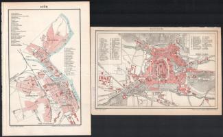 cca 1900 'Budapest', 'Győr' és 'Sopron' városok térképei, 3 db, Pallas...
