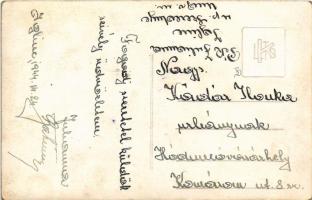 1944 Unggesztenyés, Iglincz, Iglinc, Linci, Lintsi (?); bevonulás után, hősök szobra, magyar katonák...