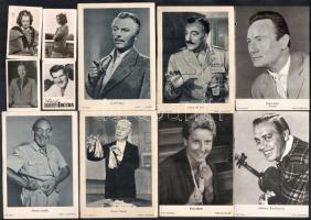 22 db külföldi színész kép és képeslap az 1950-es évektől, közötte kettő autográf aláírással