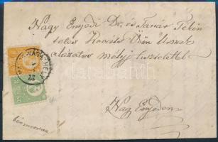 1873 Kőnyomat 3kr + Réznyomat 2kr vegyes bérmentesítés levélen "MAROS-VÁSÁRHELY" - Nagy Enyed / Mi 2 + Mi 8 mixed franking on cover. Certificate: Peter Holcombe. Luxus minőségű kiállítási darab!!