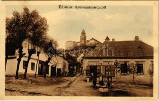 1914 Pannonhalma, Győrszentmárton; apátság, gyógyszertár, Wágner Géza és Tartó József üzlete (EK)