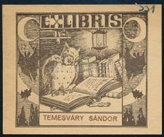 Radnayné (Radnainé) Bauer Erzsébet (1897-1976): Ex libris Temesváry Sándor (bianco ex libris). Klisé, papír, jelzett a klisén. 5,5x6 cm