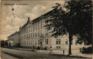 1917 Törökbecse, Újbecse, Novi Becej; Fő utca, iskola. Jovanovits Giga kiadása / main street, school (EK)