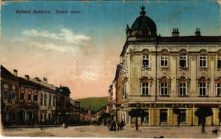 Besztercebánya, Banská Bystrica; Dolná ulica / utca, Holesch Árpád és Keppich Ernestin utóda üzlete, gyógyszertár. Machold F. / street, shops, pharmacy (gyűrődések / creases)