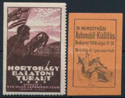 1908 Nemzetközi Automobil kiállítás + 1922 Hortobágy-Balaton túraút levélzáró