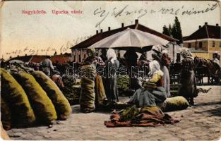1913 Nagykőrös, Uborka (ugorka) vásár, piac. Székely Albert kiadása (kopott sarkak / worn corners)