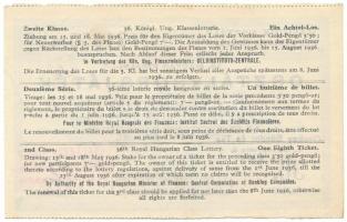 1936. "36. Magyar Királyi Osztálysorsjáték" második osztály 1/8 sorsjegye (F), bélyegzésse...