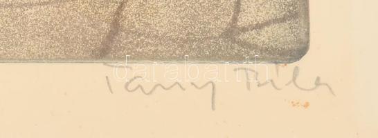 Tassy Béla (1942-): Tánc. Színes rézkarc, papír, jelzett, zsűrinyomat, lapszéli kisebb elszíneződéss...