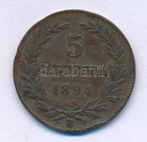 San Marino 1894R 5c Cu T:VF peremhiba San Marino 1894R 5 Centesimi Cu C:VF edge error Krause KM#1