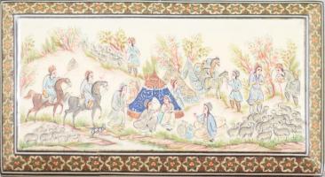 Marokkói festett fa díszdoboz, 22x11x5 cm