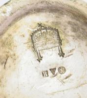 Antik gyertyatartó, magyar koronás jelzéssel és mesterjegyekkel, súlyozott, m: 6,5 cm