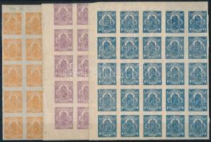 1913/1920 3 klf Hírlapbélyeg 25-ös tömbökben (7.000) (törések / folds)