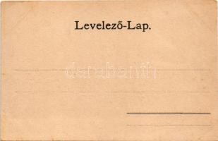 Révfülöp, Balaton fürdő, kikötő hajókkal. Singer S. fényképész Art Nouveau, floral (EK)