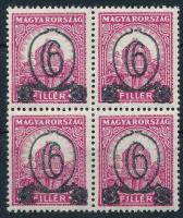 1931 Kisegítő bélyegek 6/8f négyestömb: vízjel / watermark IX, 14 : 14 1/4 fogazás / perforation (60.000)