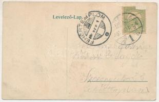 1906 Orsova, MFTR "MARGIT" gőzös, gőzhajó. Szecessziós montázs hölggyel / steamship. Art N...