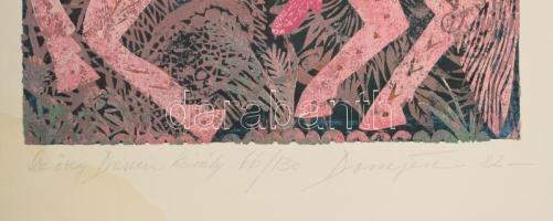 Domján József (1939-2021) Franciaországban élő festő: Öreg francia király. Litho, karton, jelzett, s...