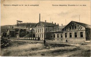 1911 Pereces (Miskolc), Diósgyőri m. kir. vas- és acélgyár bányatelepe, Hivatalház és I. sz. akna, iparvasút. Lövy József fia kiadása (EK)