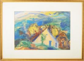 Nagybányai Nagy Zoltán (1904-1981): Helyek között. Pasztell, papír, jelzett. Üvegezett keretben 35x4...