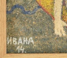 Ivana Stanisavljevic Negic (1977-): Family on the boat. Olaj, applikácóa, farost. Jelzett, hátoldalt...