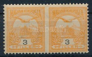 1900 Turul 3f középen fogazatlan postatiszta luxus pár / Mi 56A pair imperforate in the middle