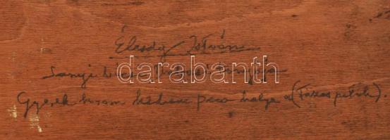 Élesdy István?: Tanya. Olaj, farost. Jelzett 28x48 cm